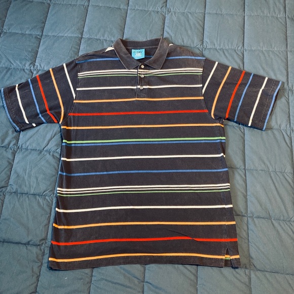 Wckd Men's Size X-Large Polo Shirt Colorful Striped Black Short Sleeve - Picture 7 of 7